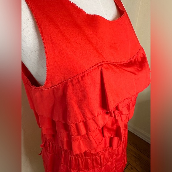 3.1 Phillip Lim bright red flat ruffle sleeveless dress Size 4 100% cotton - Picture 4 of 4